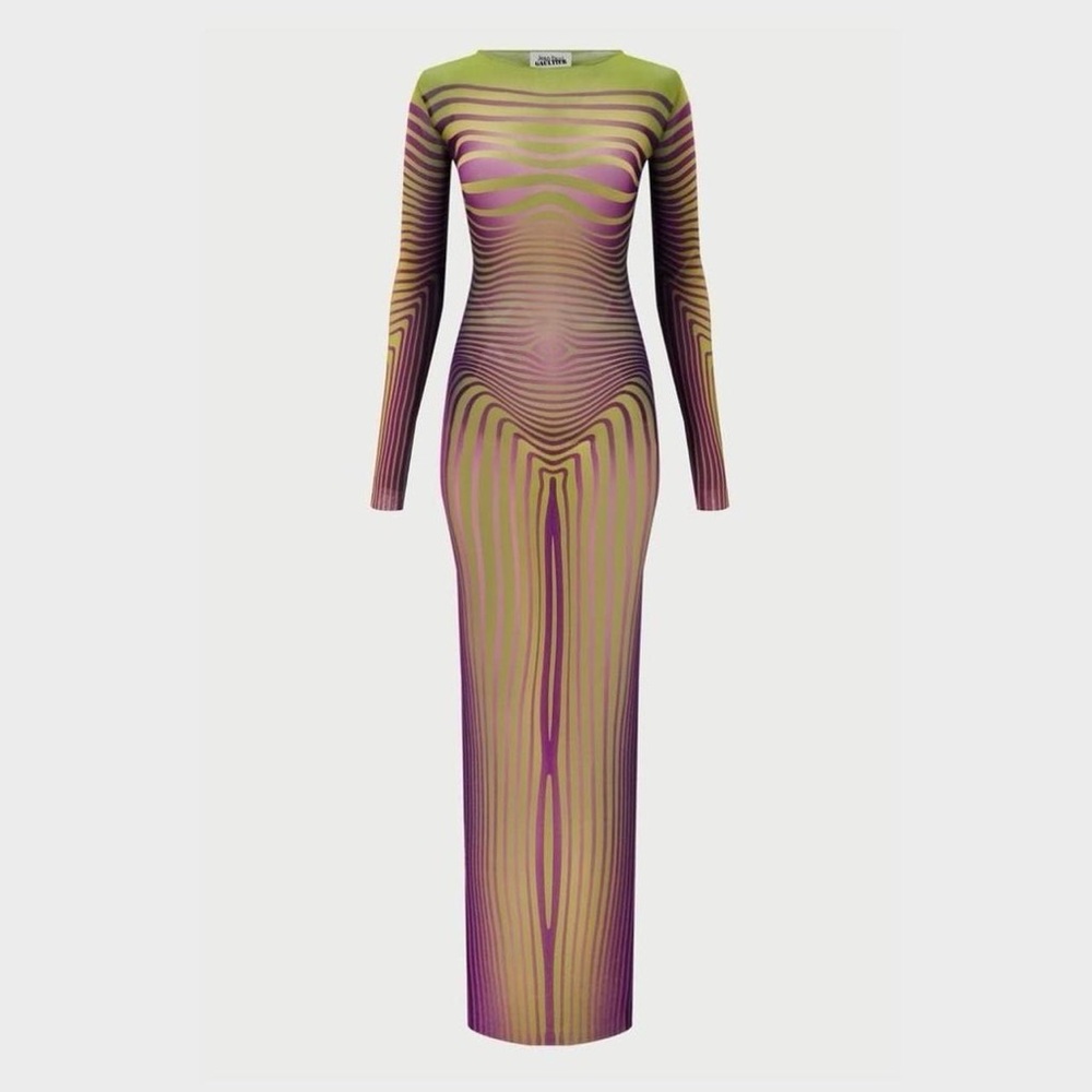 JPG Body Morphing Mesh Maxi Dress
